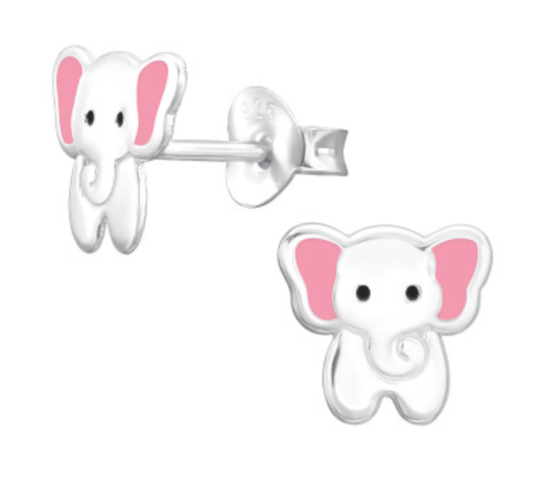 Kids Silver Elephant Earrings