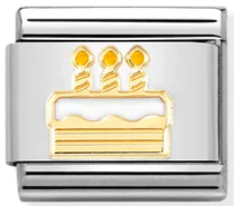 Food & Drinks - White Birthday Cake Gold Charm