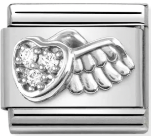 Symbols - Winged Heart with CZ Silver Charm