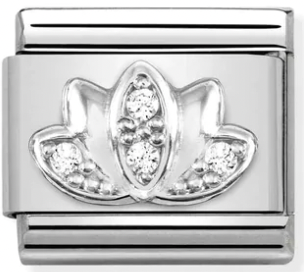 Nature - Lotus Flower with CZ Silver Charm
