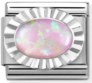 Gemstones - Pink Opal Silver Charm