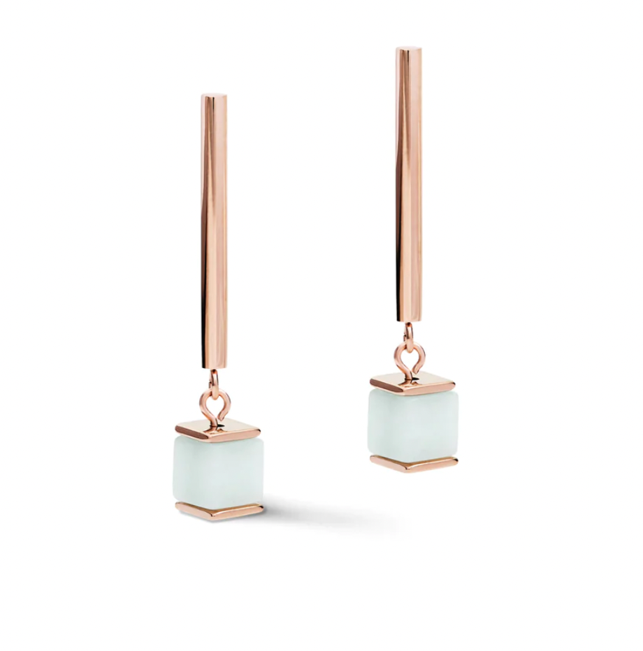 Geo Cube Soft Pink & Green Aventurine Earring
