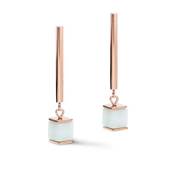 Geo Cube Soft Pink & Green Aventurine Earring