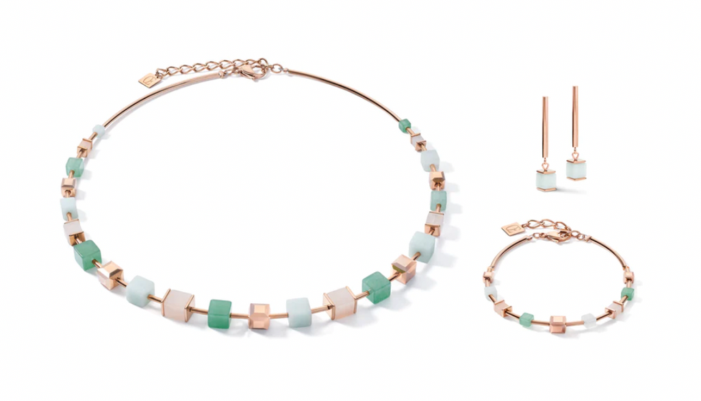 Geo Cube Soft Pink & Green Aventurine Set