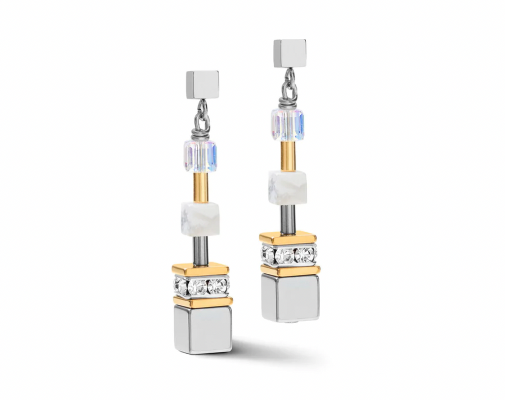 Geo Cube 4 in 1 Multi Gold, Howlite &  Titanium Set