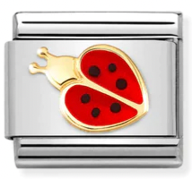 Animals - Red & Black LadyBug Gold Charm