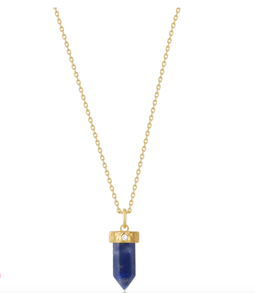 Second Nature - Gold Lapis Point Pendant Necklace