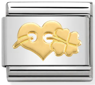 Good Luck - Heart and Clover Gold Charm
