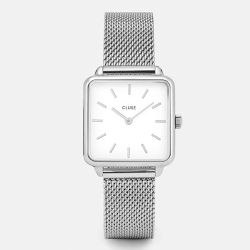 La Tetragone Silver Mesh/White Watch