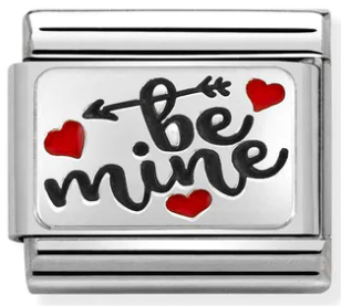 Love - Be Mine with Hearts Silver Charm