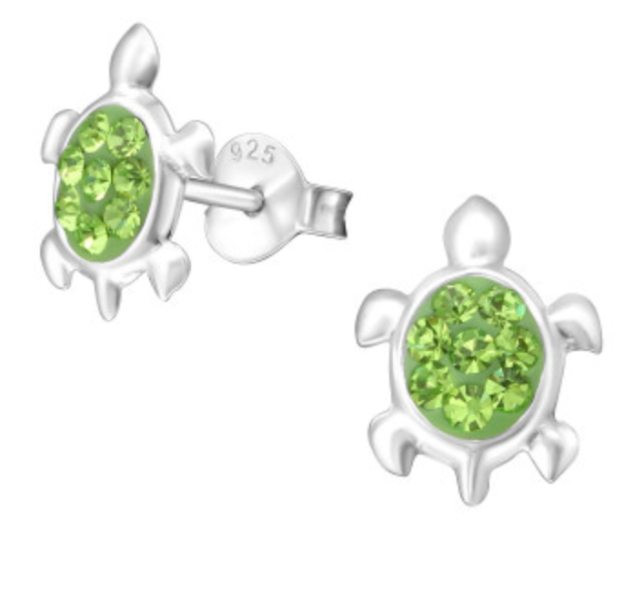 Kids Turtle with Crystal Stud Earrings - 2 colours