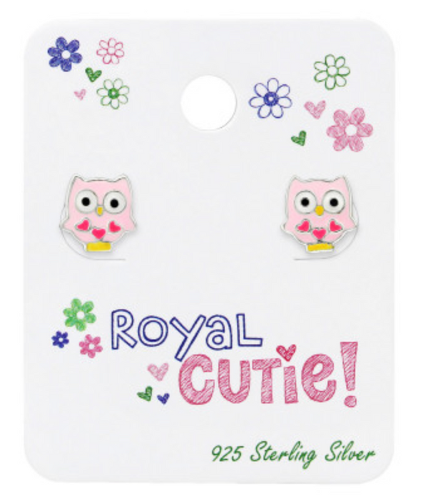 Kids Light Pink Owl Stud Earring - 2 colours