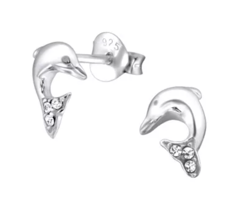 Kids Dolphin Earrings with Crystal