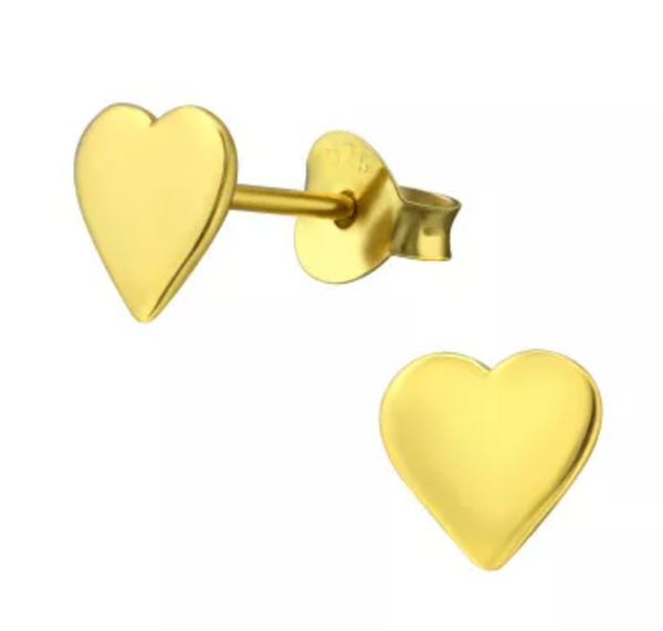 Kids Heart Gold Plated Stud Earrings