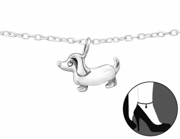 Kids Dog Silver Anklet