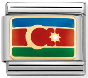 Asia Flag - Azerbaijan Gold Charm