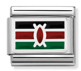 Silver Kenya Flag Charm