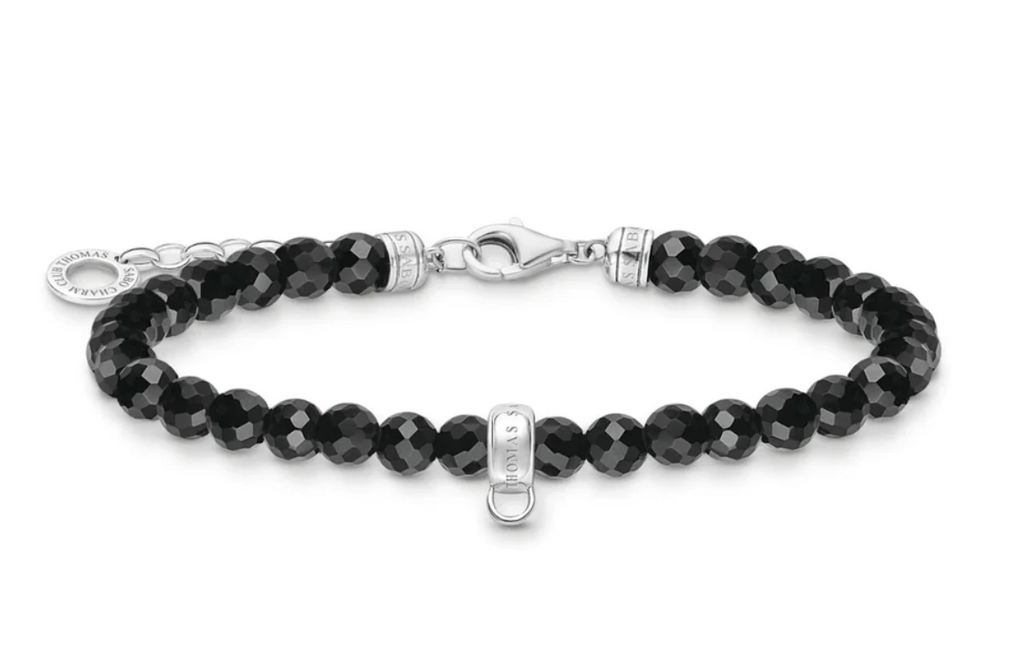 Onyx Bead Charm Bracelet