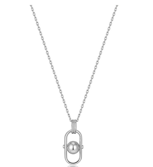 Spaced Out - Orb Link Drop Pendant Silver Necklace