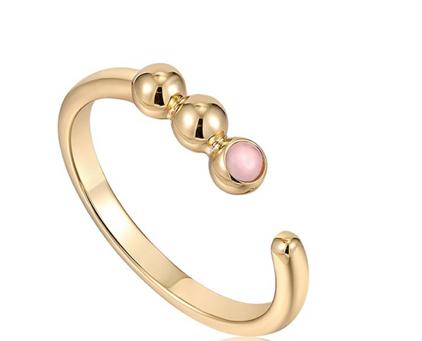 Spaced Out - Orb Rose Quartz Adjustable Gold Ring