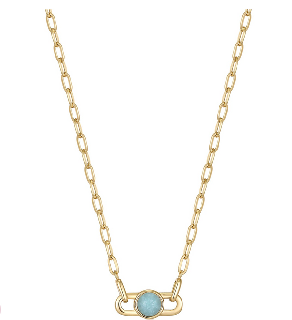 Spaced Out - Amazonite Orb Link Gold Necklace
