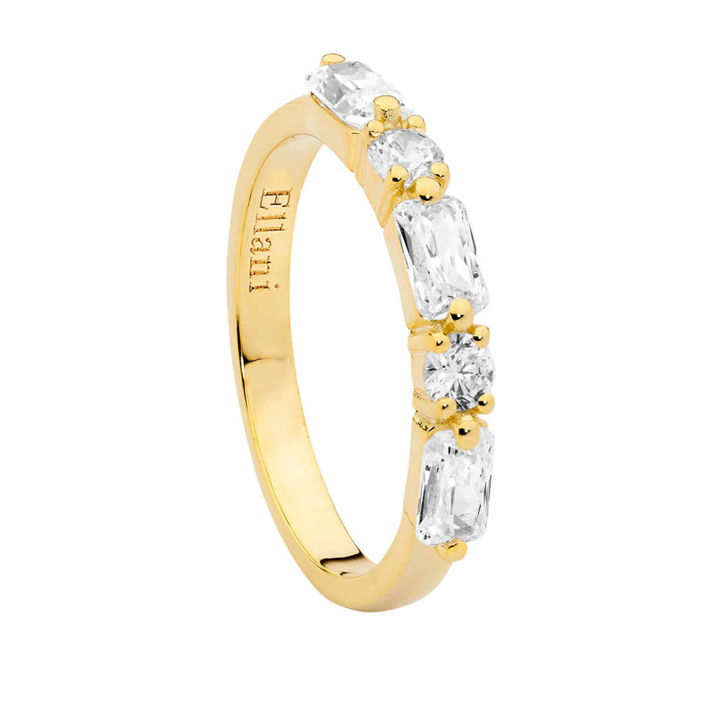 Ring - Round & Baguette Cubic Zirconia - 2 colours