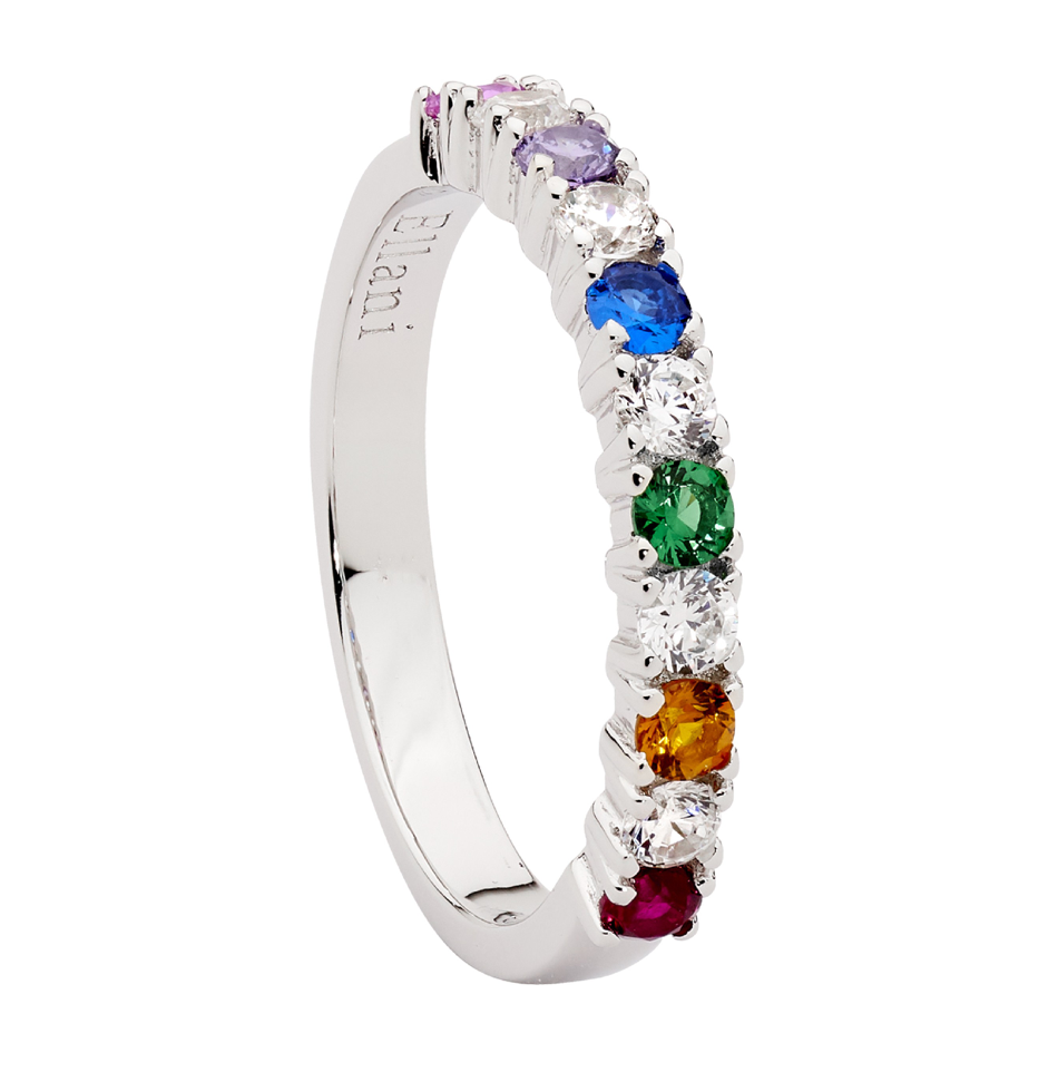 White & Multicoloured CZ ring