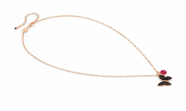 Sweetrock: Nature Black CZ Butterfly Rosegold Necklace and Earring