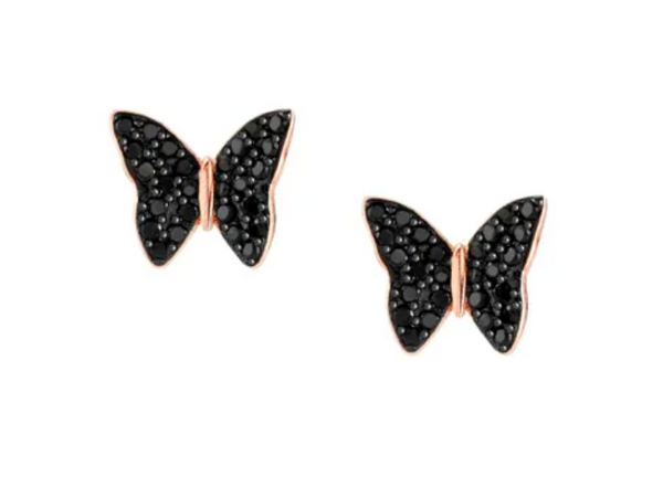 Sweetrock: Nature Black CZ Butterfly Rosegold Necklace and Earring