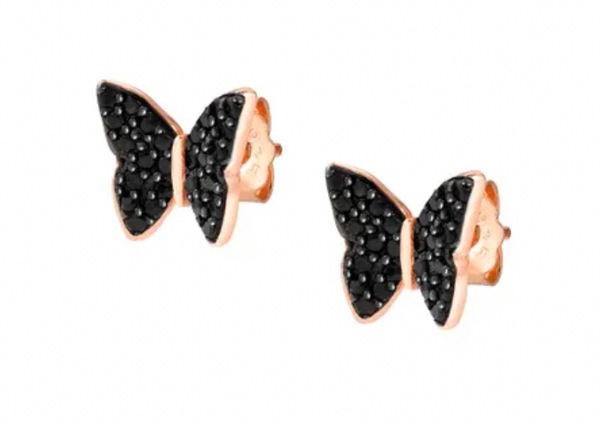 Sweetrock: Nature Black CZ Butterfly Rosegold Necklace and Earring