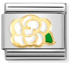 Nature - White Camellia Gold Charm