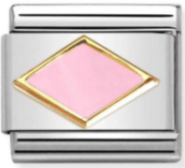Symbols - Pink Rhombus Gold Charm