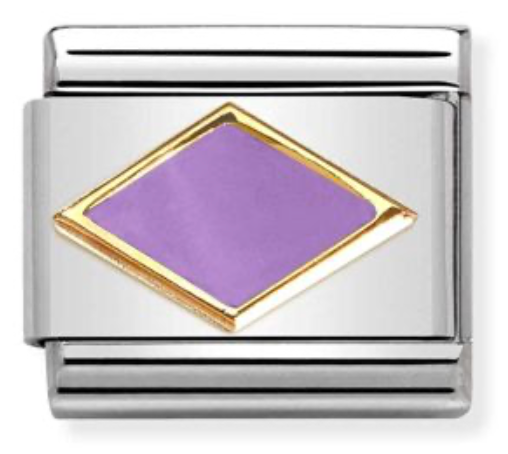 Coloured Lilac rhombus gold charm