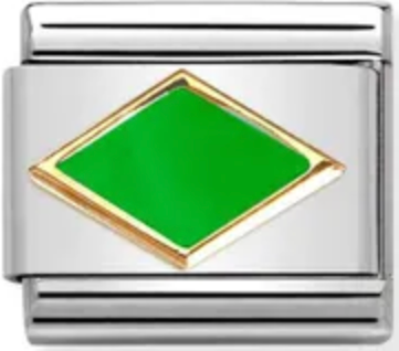Symbols - Green Rhombus Gold Charm