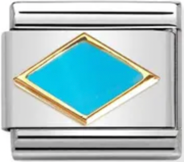 Symbols - Turquoise Rhombus Gold Charm