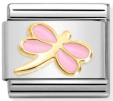 Animals - Pink Dragonfly Gold Charm