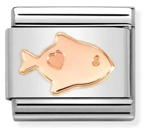 Fish with Heart rosegold charm