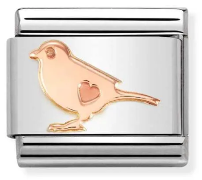 Bird with heart rosegold charm