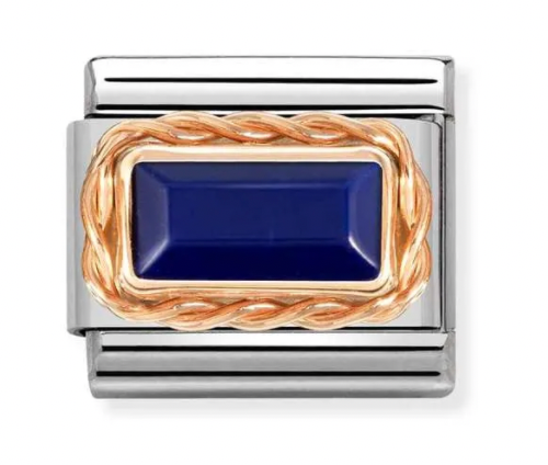 Gemstone - Baguette stone (Lapis Lazuli) Rosegold Charm