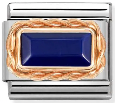 Gemstones - Lapis Lazuli Baguette Twisted Setting Rosegold Charm