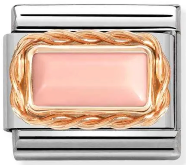 Gemstones - Pink Coral Baguette Twisted Setting Rosegold Charm