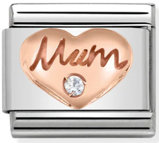 Family - Mum Heart with CZ Rosegold Charm