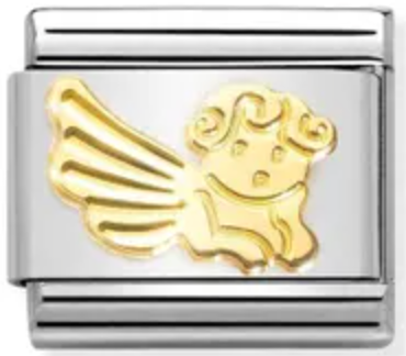 Etched Symbols - Angel Gold Charm