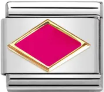 Symbols - Fuchsia Rhombus Gold Charm