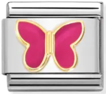 Animals - Fuchsia Butterfly Gold Charm