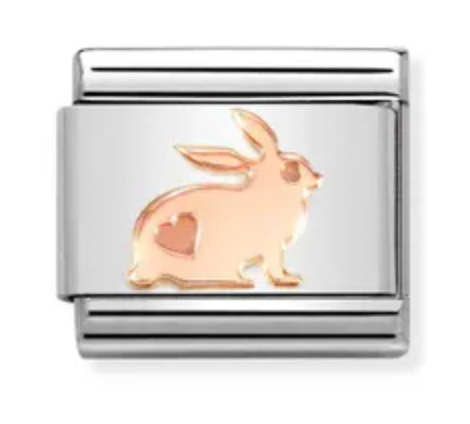 Animal - Rabbit with Heart Rose Gold Charm