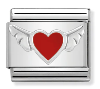 Heart with wings silver charm