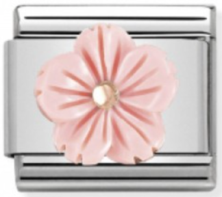Nature - Pink Rose Coral Bloom Rosegold Charm