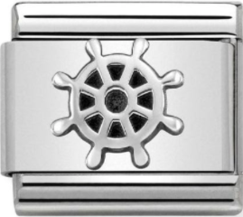 Symbols - Boat Wheel Silver Charm