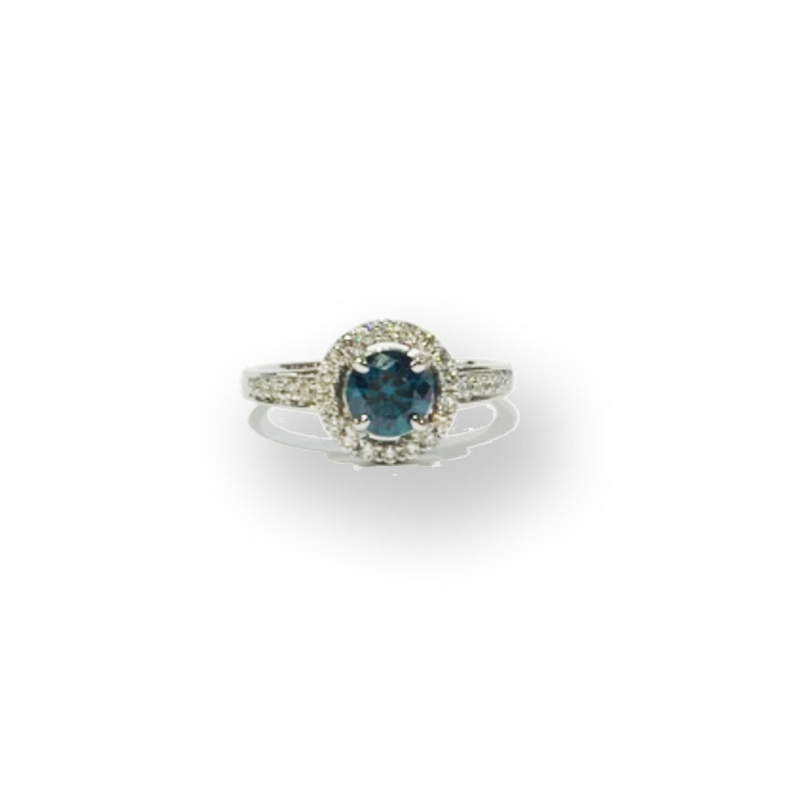 Blue Diamond White Gold Ring with Diamonds